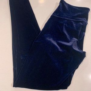 SPANX high-rise navy blue velour tights- Size XL